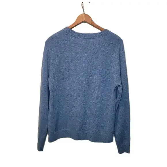 Garnet Hill Cashmere Blue Crew Neck Long Sleeve Sweater Size Small Quiet Luxury - Picture 6 of 10
